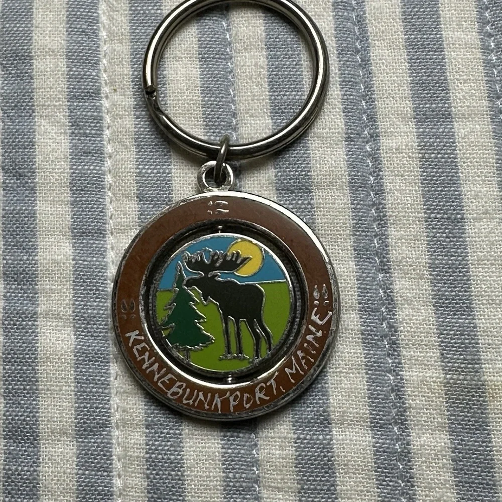 Kennebunkport Maine Moose Spinning Keychain Metal Souvenir Scenic‎ Design